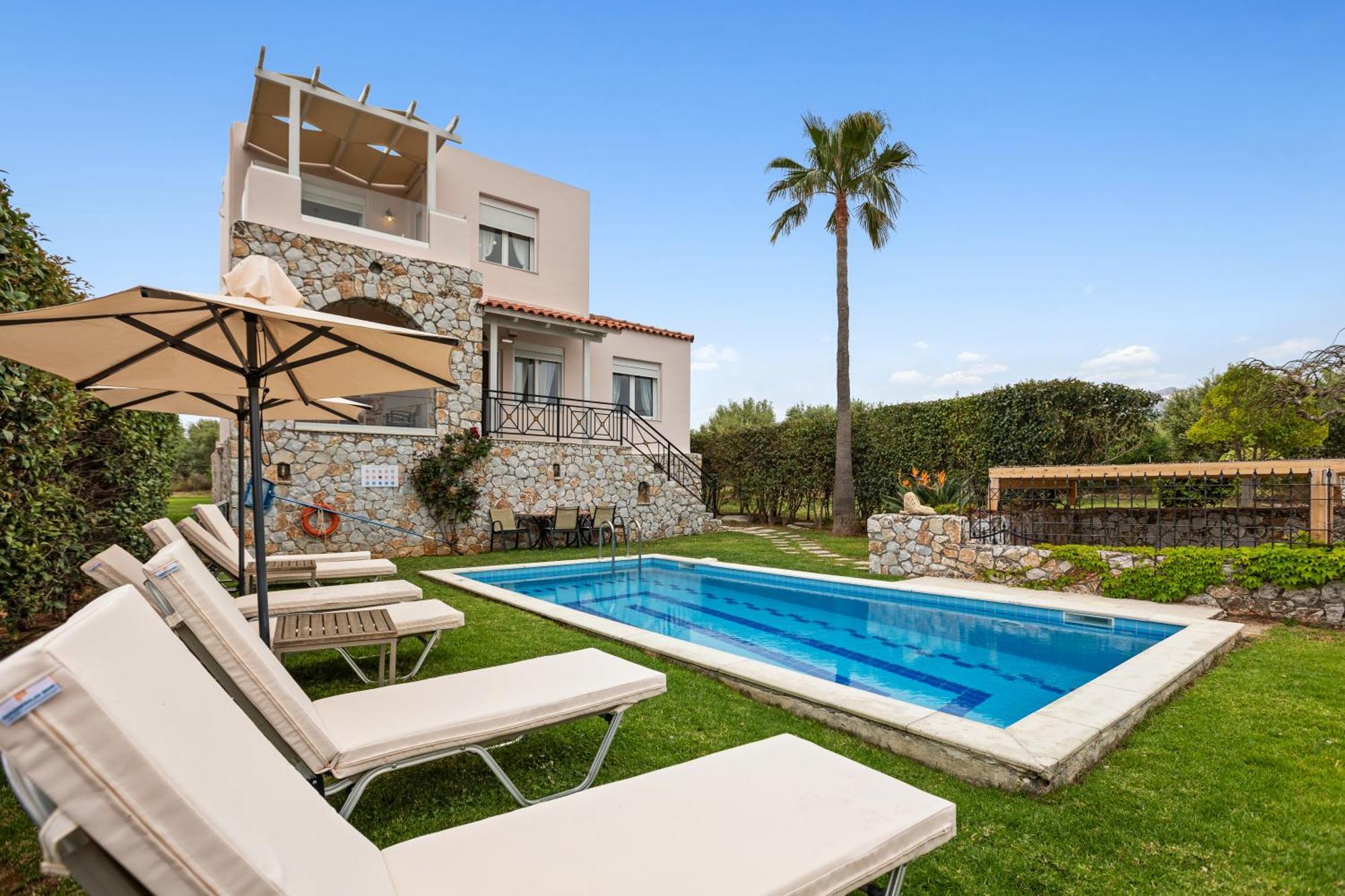 Sea View Villa Stelios With Private Pool Near The Beach Kalyves Exterior photo